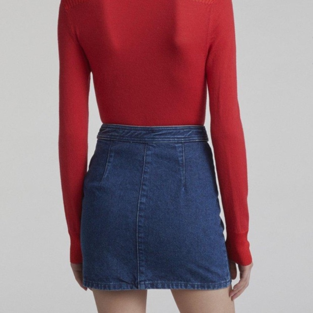 Rag and Bone Blue Denim Racer Front Zipper Miniskirt Size 6 - Picture 7 of 10